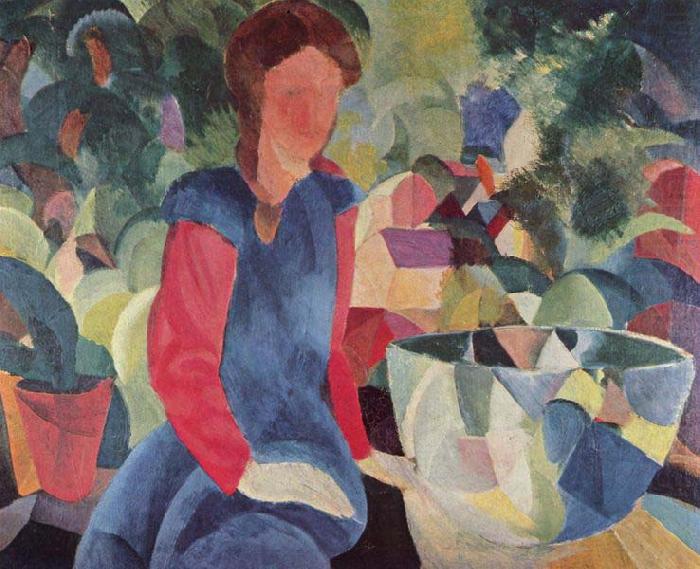 August Macke Madchen mit Fischglocke china oil painting image